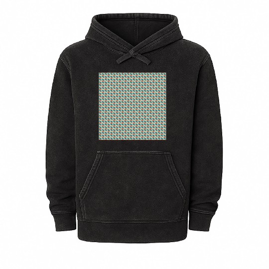 Retro Orange Teal Pattern Mineral Wash Hoodies