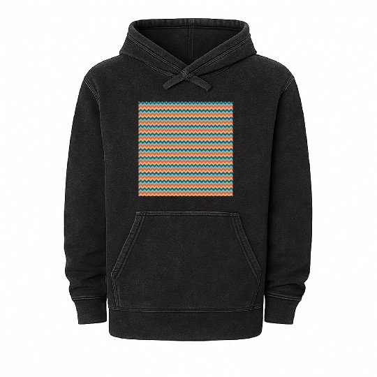 Retro Orange Teal Pattern Mineral Wash Hoodies