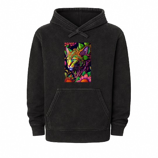 AI cat design Mineral Wash Hoodies