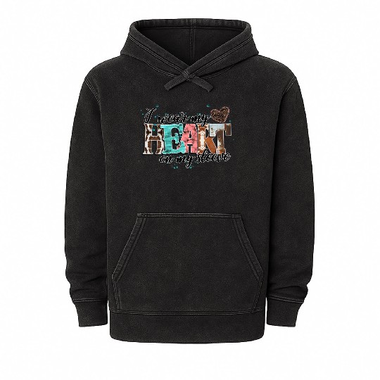 I Wear My Heart On My Sleeve Mineral Wash Hoodies