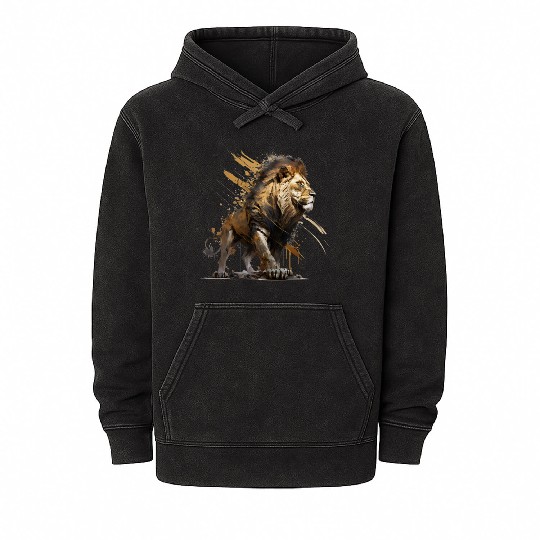 Lion walking, lion Mineral Wash Hoodies