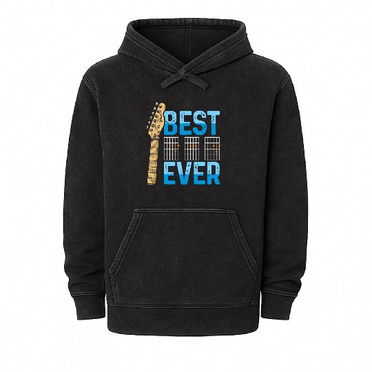 Best Dad Ever Guitarist Father Guitar Musician Mineral Wash Hoodies