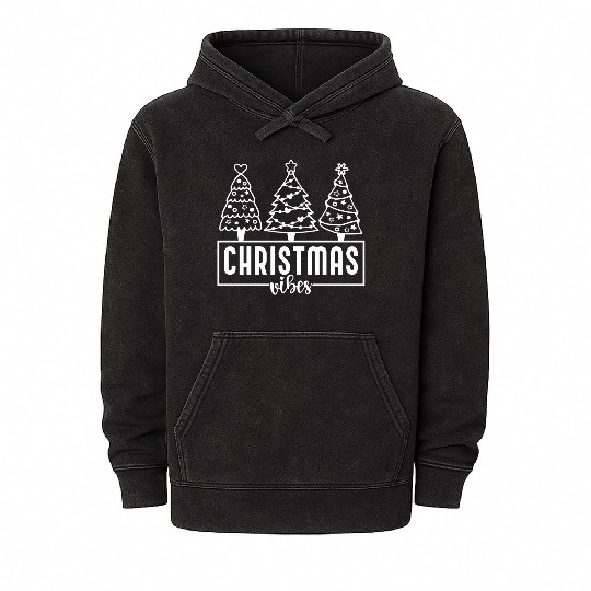 Christmas Vibes - Christmas Tree - Merry Christmas Mineral Wash Hoodies