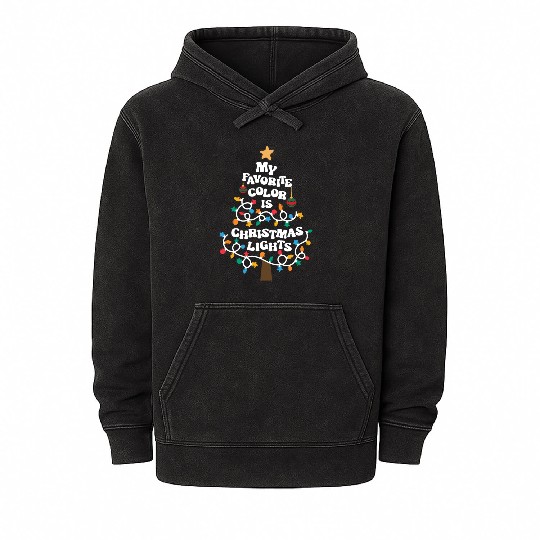 My Favorite Color is Christmas Lights Mineral Wash Hoodies