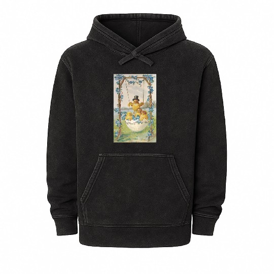 Vintage Easter Card Mineral Wash Hoodies