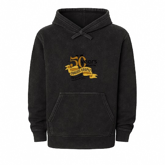 50th Wedding Anniversary Husband Wife Marriage Mineral Wash Hoodies