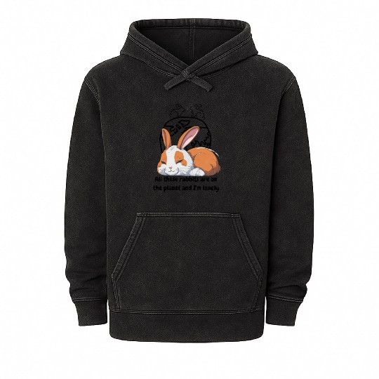Lonely rabbit Mineral Wash Hoodies