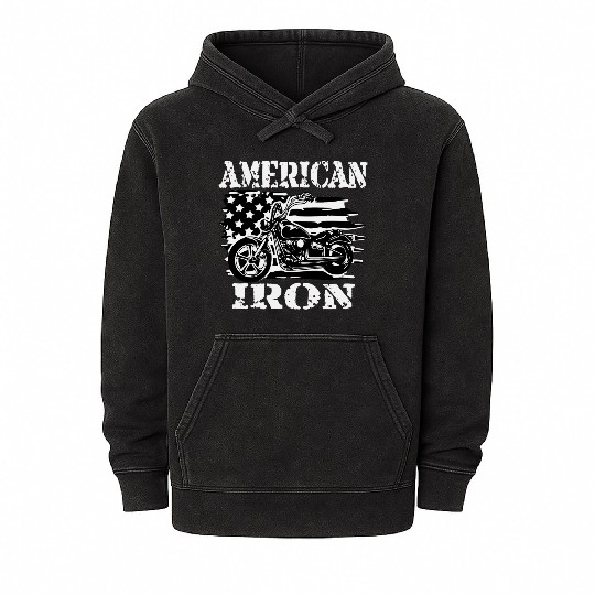American Iron Motorcycle ©WhiteTigerLLC.Com Mineral Wash Hoodies