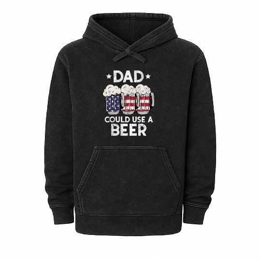 Dad Could Use A Beer Us Flag Mineral Wash Hoodies