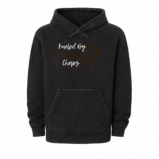 Fueled by Caffeine Chaos Funny Coffee Lover Design Mineral Wash Hoodies