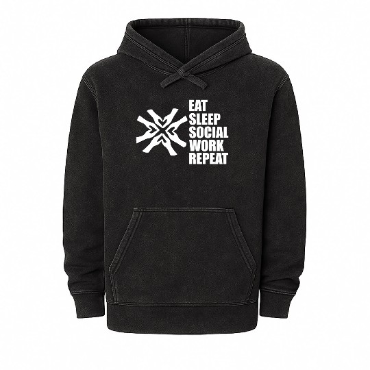 DESIGNSocial Worker Eat Sleep Social Work Repeat w Mineral Wash Hoodies