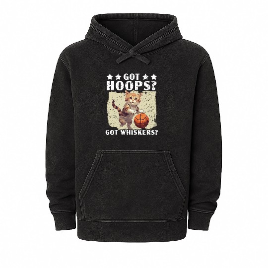 Basketball Cat Basketball Player I Love Basketball Mineral Wash Hoodies