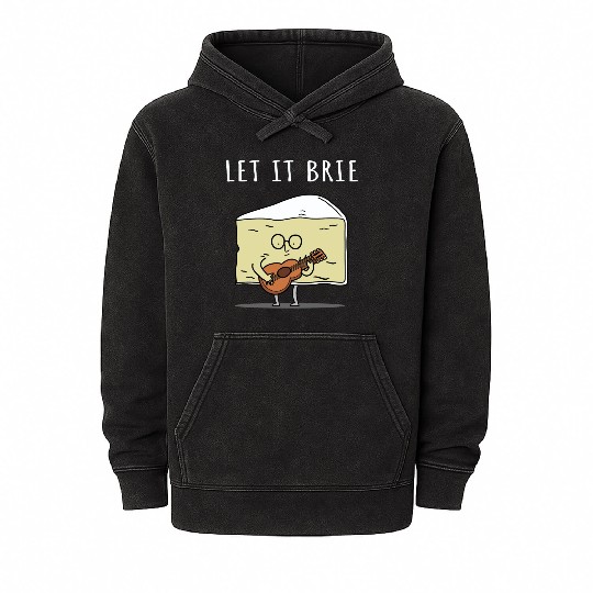 Let It Brie Cheese Musician With Guitar Mineral Wash Hoodies