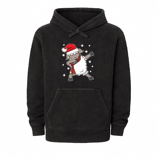 Dabbing Farmer Rancher Sheep Shepherd Santa Claus Mineral Wash Hoodies