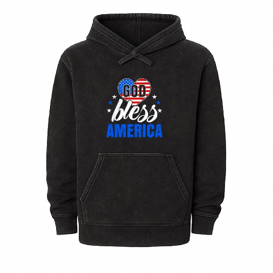 God Bless America Independence Day Party USA Mineral Wash Hoodies