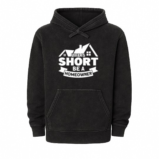 Homeowner Couples Real Estate Home Owner green Mineral Wash Hoodies