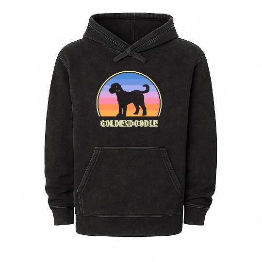 Goldendoodle Sunset Dog Mineral Wash Hoodies