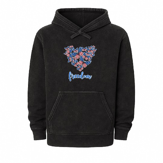 American Freedom Independence Day 4th July USA Mineral Wash Hoodies