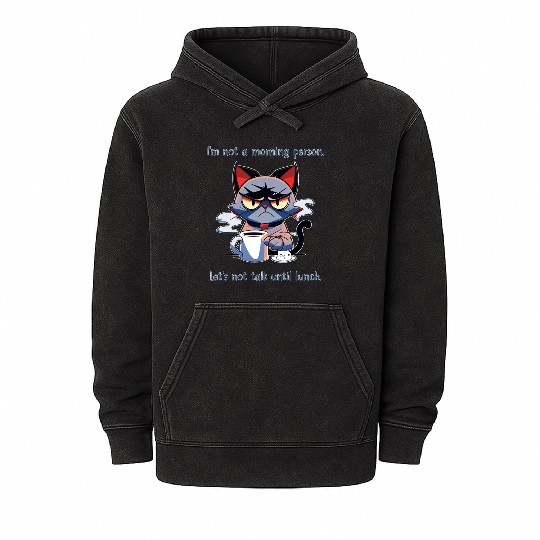 Grumpy cat morning person Mineral Wash Hoodies