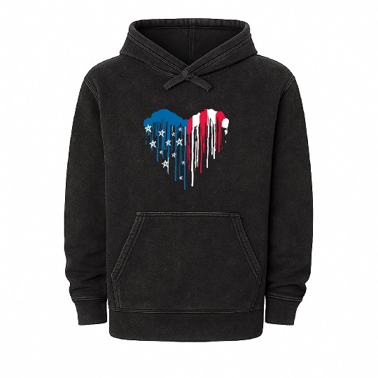 "USA: Land of the Free, Home of the Brave" Mineral Wash Hoodies