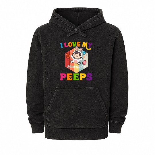 Funny I Love My Kindergarten Peeps teacher Mineral Wash Hoodies
