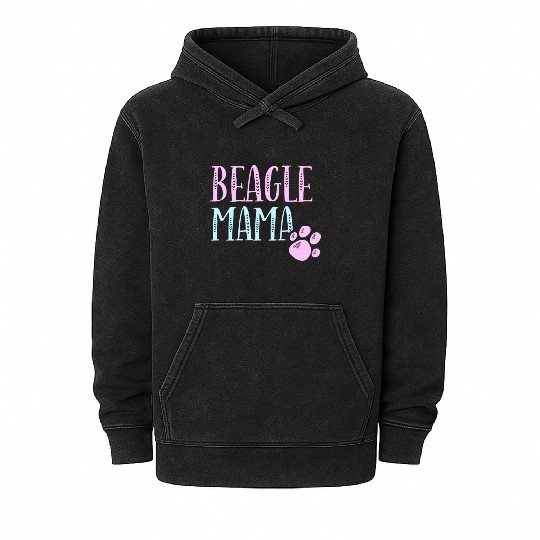 Beagle Mama Dog Lover Mom Cute Pawprint Women Mineral Wash Hoodies