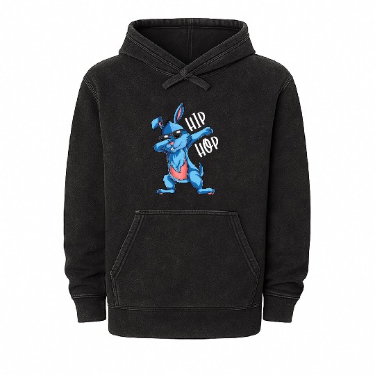 Hip Hop Dabbing Bunny Easter Day Mineral Wash Hoodies