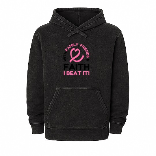 I Beat Breast Cancer Pink Ribbon Breast Cancer Mineral Wash Hoodies
