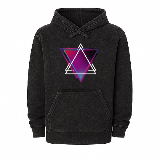 "Triangle Bliss: Geometric Marvel Mineral Wash Hoodies"