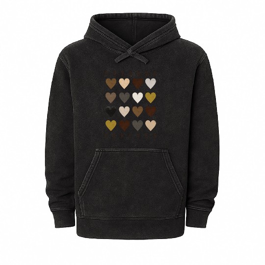 Cute Friends Forever Watercolor Patterned Hearts Mineral Wash Hoodies