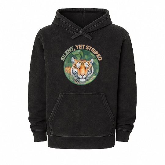 Silent yet striped, beauty of the tiger Mineral Wash Hoodies
