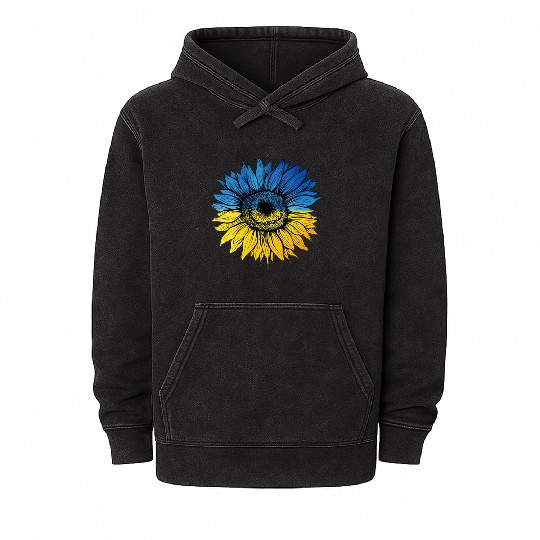 Sunflower Ukraine Ukrainian Flag Stand With Ukrain Mineral Wash Hoodies