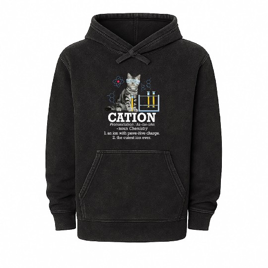 Cation Chemistry Humor Science Teacher Cat Pun Mineral Wash Hoodies