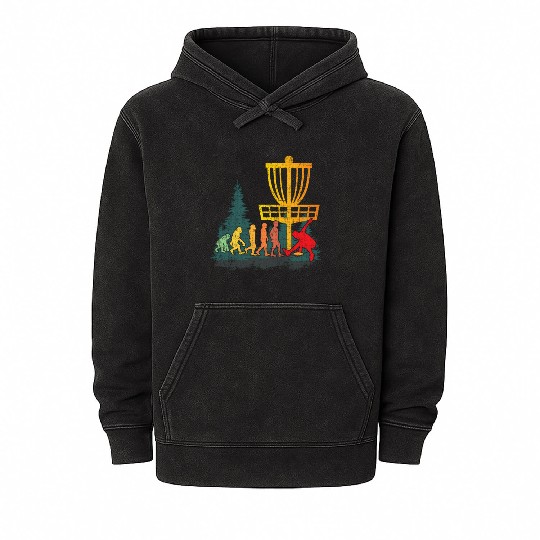 Disc Golf Evolution Of Disc Golfer Mineral Wash Hoodies