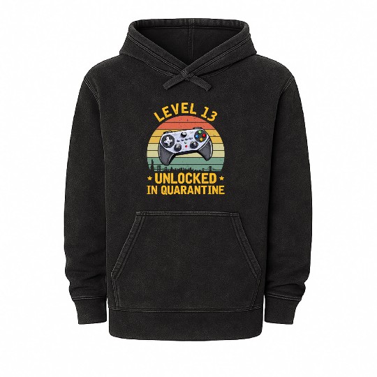 Level 13 Unlocked Video Gamer 13th 2007 Mineral Wash Hoodies