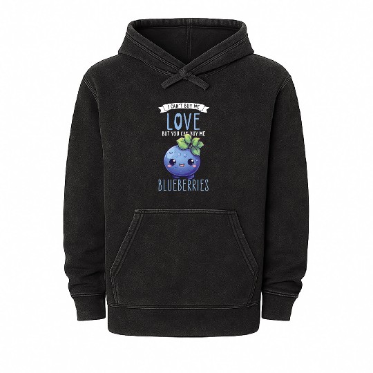 Blueberries Kawaii Mineral Wash Hoodies