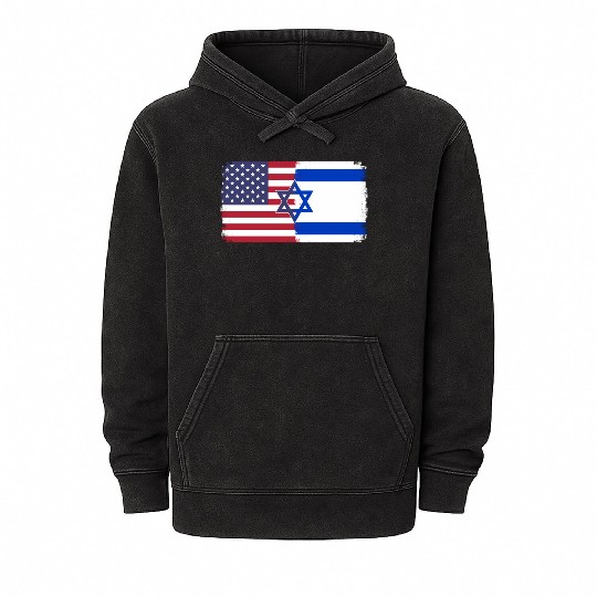 Israel Usa Flag Mineral Wash Hoodies