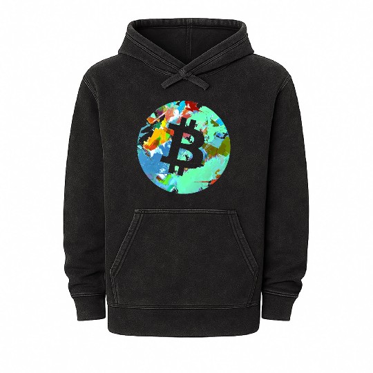 Bitcoin Coin-Crypto Circle Mineral Wash Hoodies