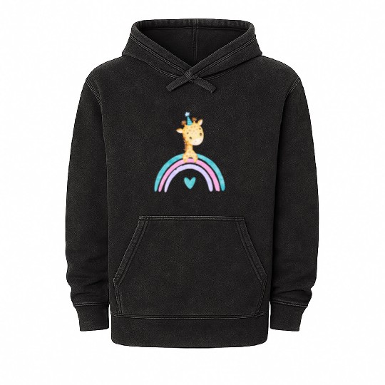 Cute Colorful Giraffe Mineral Wash Hoodies