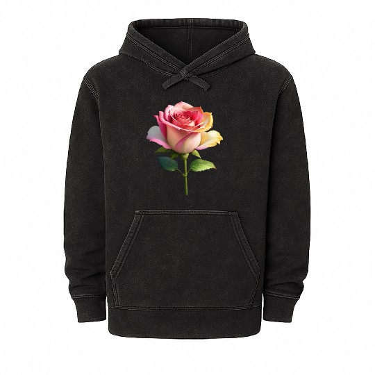 A vintage style of colorful fancy roses. Mineral Wash Hoodies