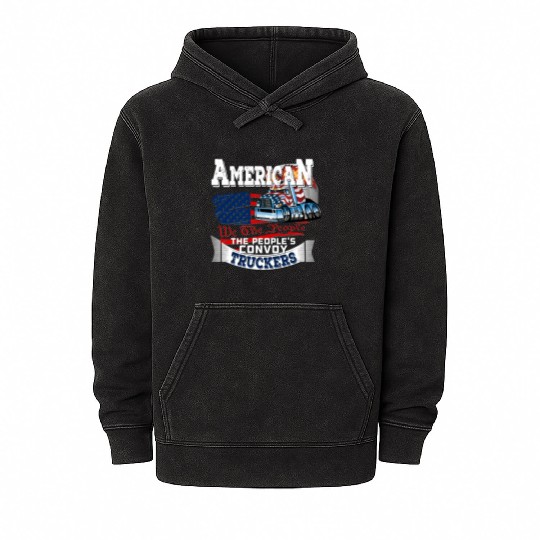 The People'S Convoy 2022 Usa Truck Driver Freedom Mineral Wash Hoodies