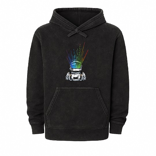 Space Light Astronaut - Rainbow Rays Mineral Wash Hoodies