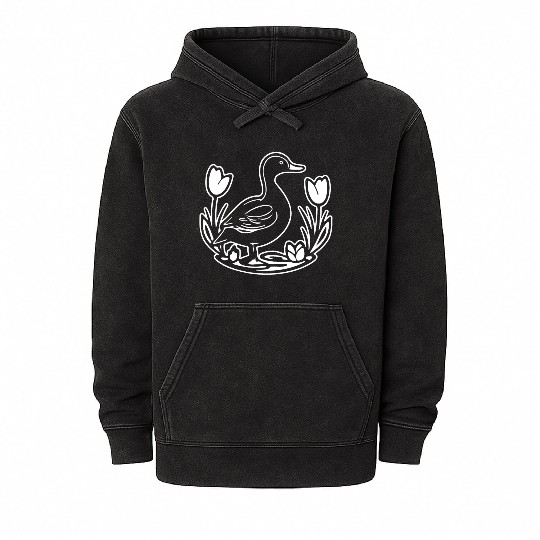 Duck Bird Nature Pond Mineral Wash Hoodies