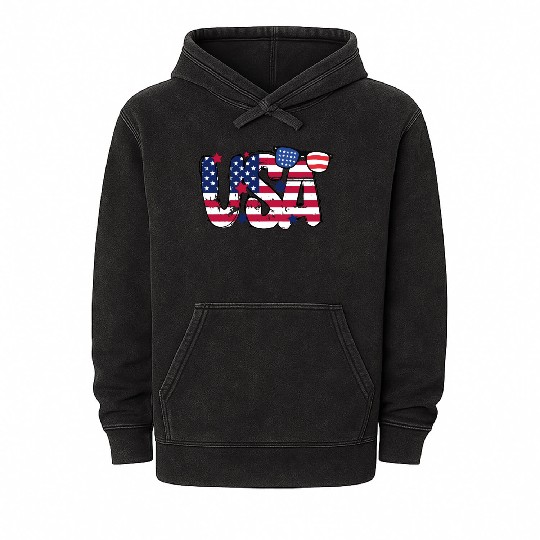 USA Flag Patriotic 4th of July America day of Mineral Wash Hoodies