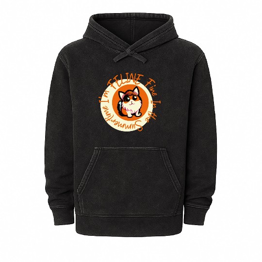 I'm FELINE Fine | Cat Lover Summer Animal Party Mineral Wash Hoodies