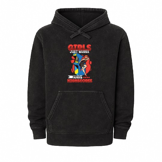 Pinball Machine Pinball Player Funny Pinball Mineral Wash Hoodies