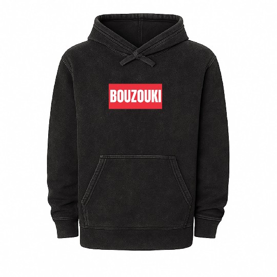 Irish Bouzouki Instrument Greek Mineral Wash Hoodies