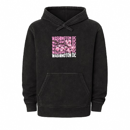 Washington DC Mineral Wash Hoodies, Cherry Blossom Floral Pop