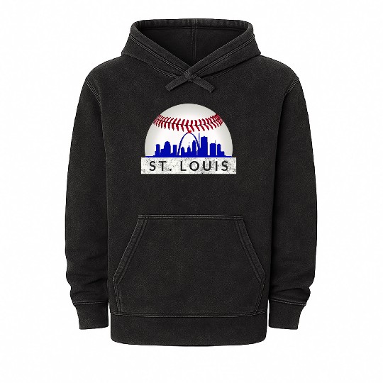 Saint Louis Red Cardinal Dress Hometown Skyline Gi Mineral Wash Hoodies