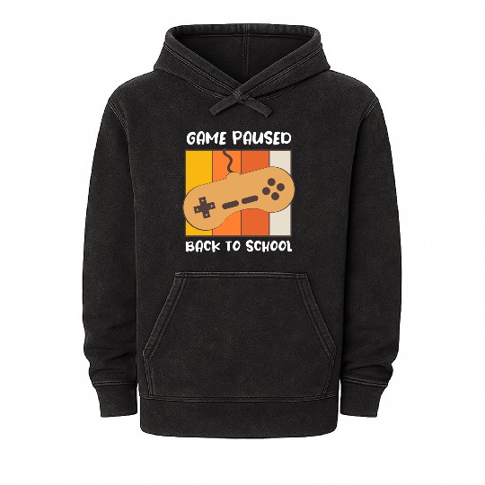 Game Paused Back To School Gamer Back To School Mineral Wash Hoodies